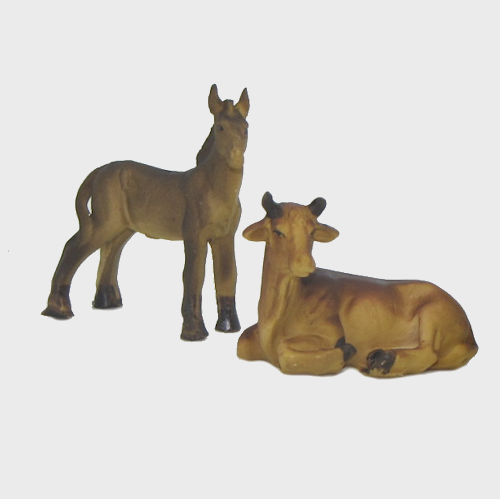 Krippenfigur Ochse und Esel im Set