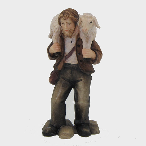 Mahlknecht 019 Krippenfigur Hirte mit Schaf auf Schulter