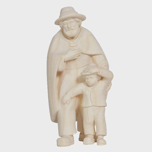 PEMA 045 Natur Krippenfigur Hirte mit Bub schauend