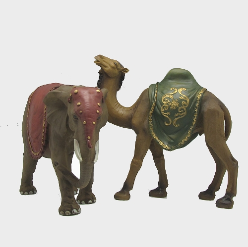 Krippenfigur Elefant und Kamel im Set