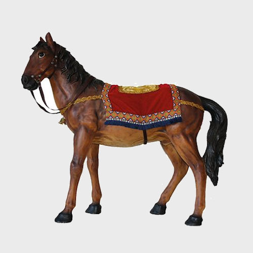 Krippenfigur Pferd mit Decke