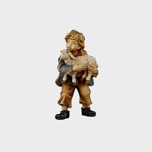 Rainell 026 Krippenfigur Bub mit Lamm im Arm