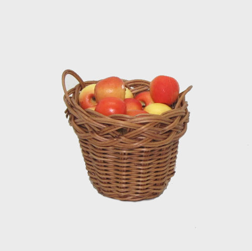 Krippendekoration Korb mit Äpfel