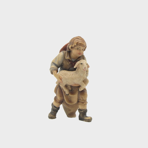 Mahlknecht 026 Krippenfigur Bub mit Lamm im Arm