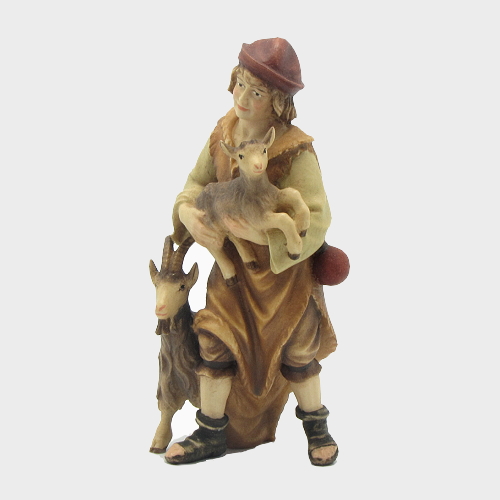 Mahlknecht 057 Krippenfigur Hirte mit 2 Ziegen