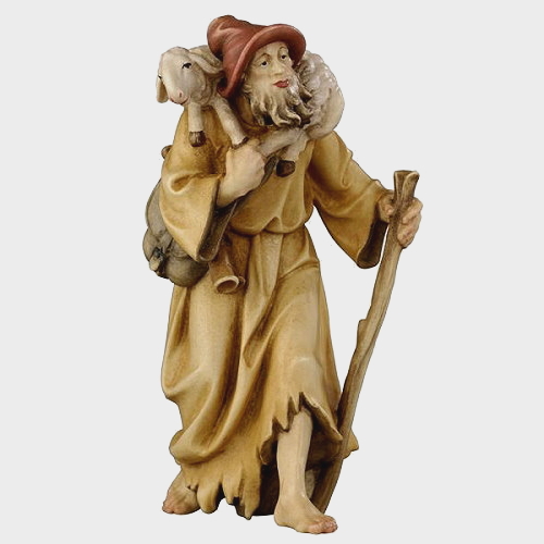 Rainell 019 Krippenfigur Hirte mit Lamm auf Schulter