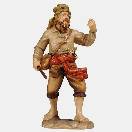 Kostner Krippenfigur Elefantentreiber Nummer 51, holzgeschnitzt und bemalt