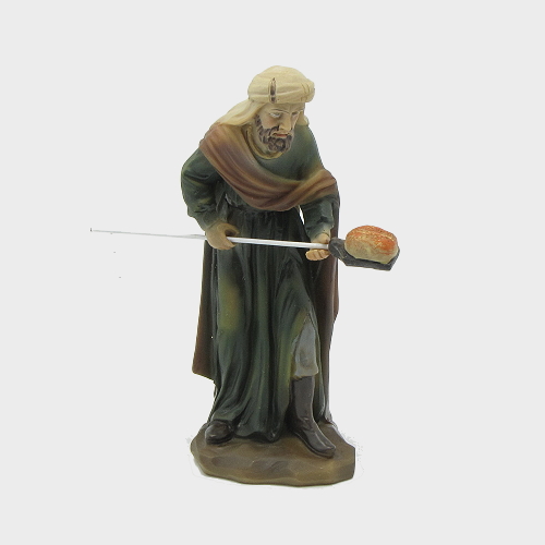 Krippenfigur Bäcker mit Brotschieber 10cm