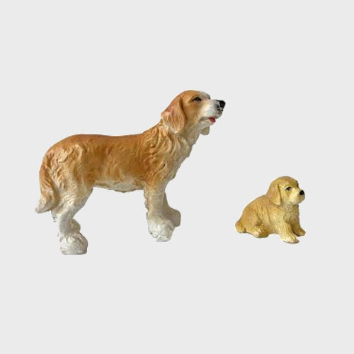 Krippenfigur Hund mit Welpe 2-teilig aus Kunstharz