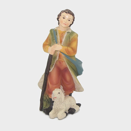 Krippenfigur Jungbauer mit Schaf