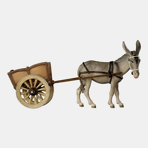 Kostner Krippenfigur Esel für Karren Nummer 188, holzgeschnitzt und bemalt