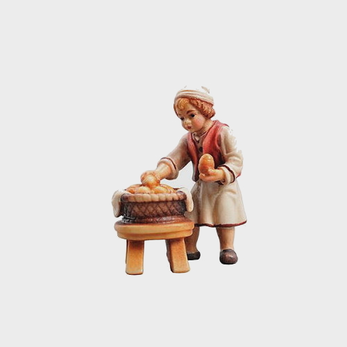 Rainell 074 Krippenfigur Bub mit Brotkorb
