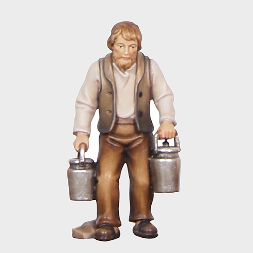 Handbemalte Kostner 020 Krippenfigur Hirte mit Milchkanne