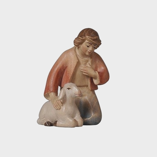 PEMA 018 Krippenfigur Hirte kniend mit Schaf