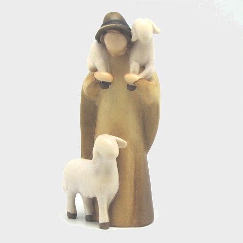 Leonardo 910046 Color Krippenfigur Hirt mit 2 Schafe