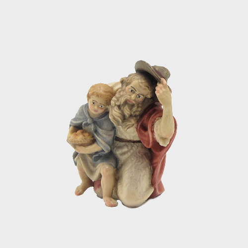 Mahlknecht 016 Krippenfigur Hirte kniend mit Bub