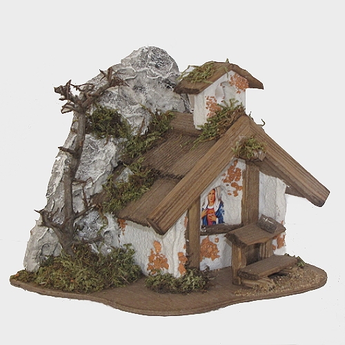 Bergkapelle mit Felswand für 8-11cm große Krippenfiguren