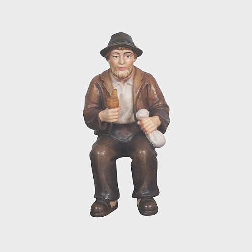 Handbemalte Kostner 090 Krippenfigur Opa mit Pfeife