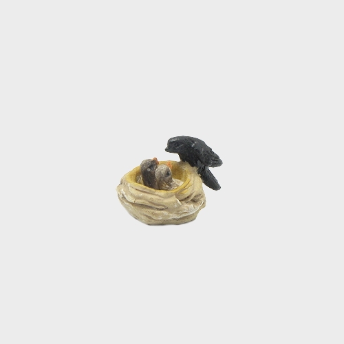 Krippenfigur Eulen mit Schwalben im Set 4-teilig