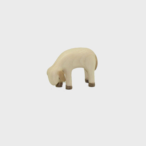 Fides Schaf grasend farbig bemalt Eschenholz Krippenfigur