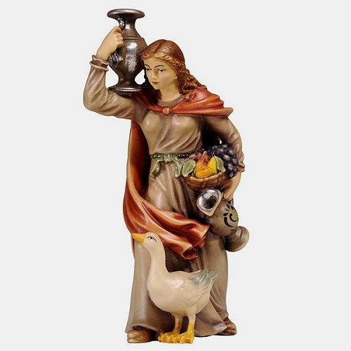 Kostner Krippenfigur Wasserträgerin Nummer 47, holzgeschnitzt und bemalt
