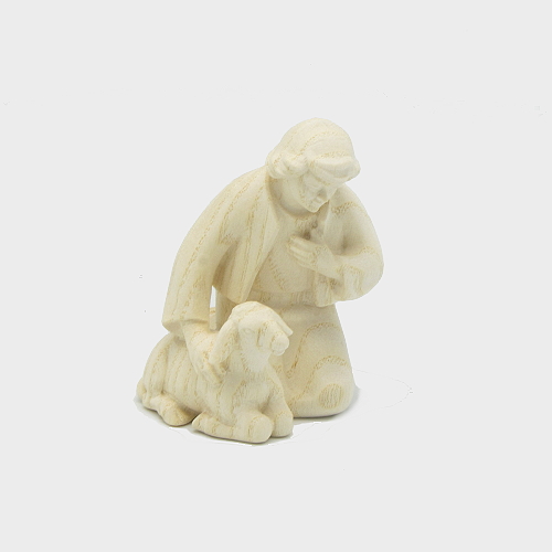 PEMA 018 natur Krippenfigur Hirte kniend mit Schaf