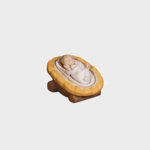 Advent 004 Krippenfigur aus Eschenholz Jesukind lose mit Wiege