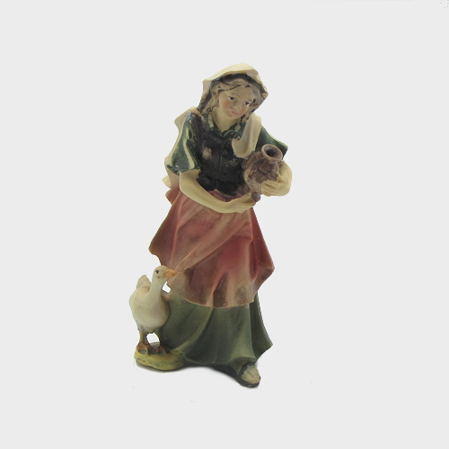 Krippenfigur Magd mit Gans