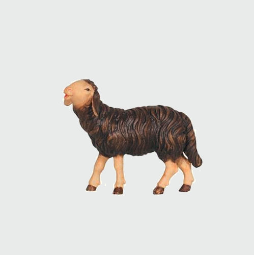 Rainell 254s Krippenfigur Schaf schwarz fressend Kopf hoch