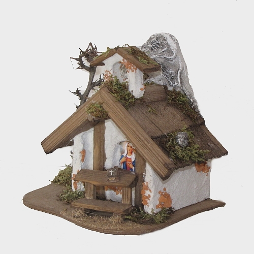 Bergkapelle mit Felswand für 8-11cm große Krippenfiguren