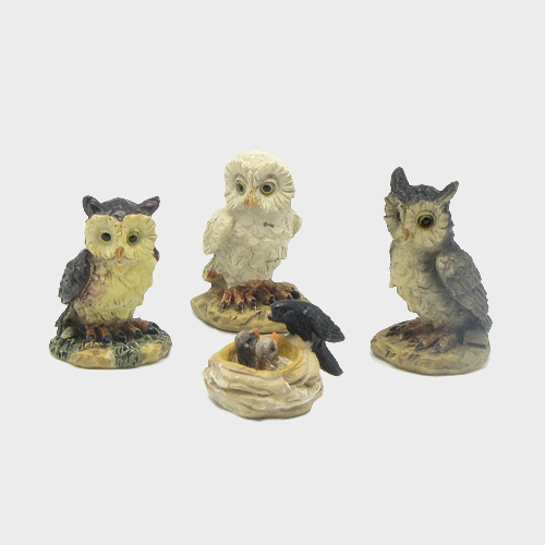 Krippenfiguren Eulen mit Schwalbennest