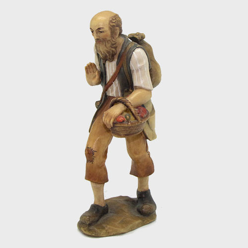 Kostner Krippenfigur Hirte mit Rucksack und Korb 16cm