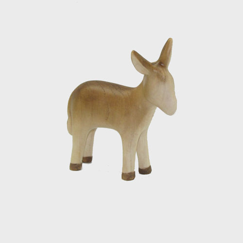 Fides Esel farbig bemalt Eschenholz Krippenfigur
