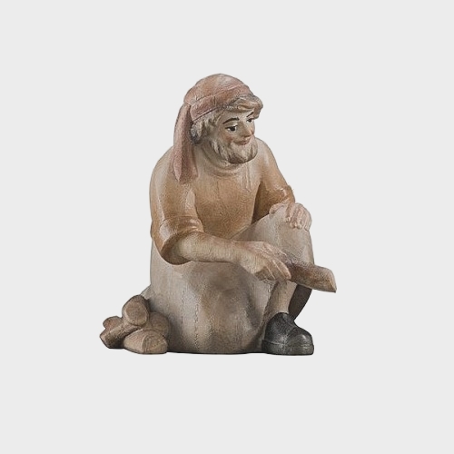 PEMA 041 Krippenfigur Hirt kniend am Lagerfeuer