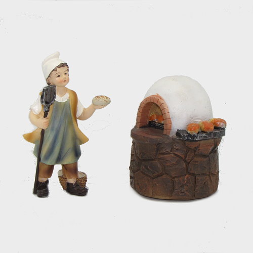 Krippenfigur Bäckerjunge mit Backofen