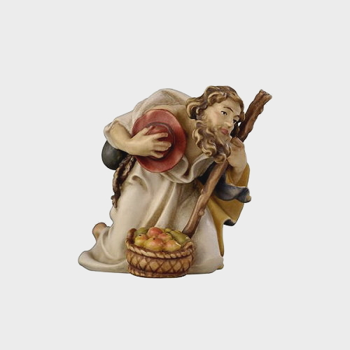 Rainell 018 Krippenfigur Hirte kniend mit Stock