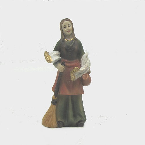 Krippenfigur Magd mit Besen