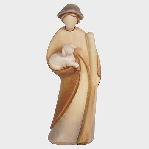 Krippenfigur Hirte mit Stock und Lamm Leonardo 910025 Color