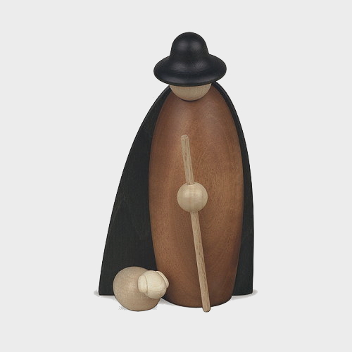 Köhler 171 Krippenfigur Schäfer mit Schaf im Mantel
