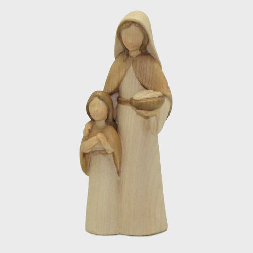 Fides 4619 color Krippenfigur aus Ahornholz Hirtin mit Kind
