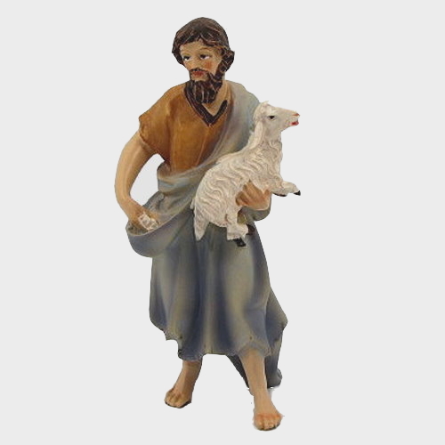 Krippenfigur Schäfer mit Schaf