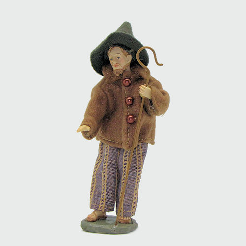 Krippenfigur Schäfer mit Stab bekleidet
