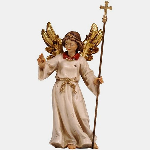 Kostner Krippenfigur Wegweisender Engel mit Stab Nummer 69, holzgeschnitzt und bemalt
