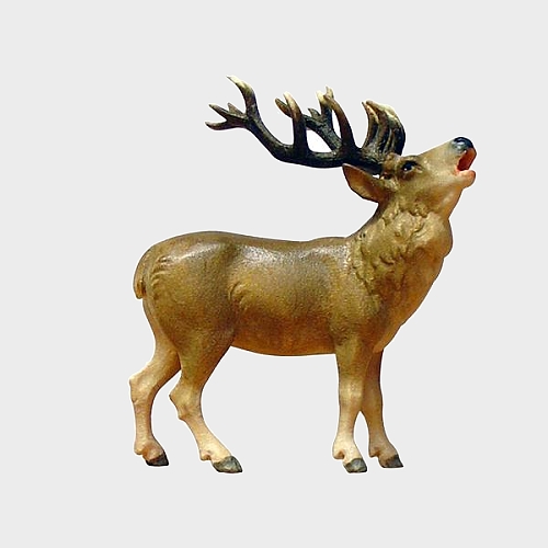 Kostner Krippenfigur Hirsch Nummer 178, holzgeschnitzt und bemalt