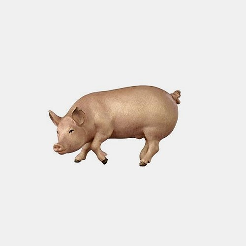 Kostner Krippenfigur Schwein Nummer 105, holzgeschnitzt und bemalt