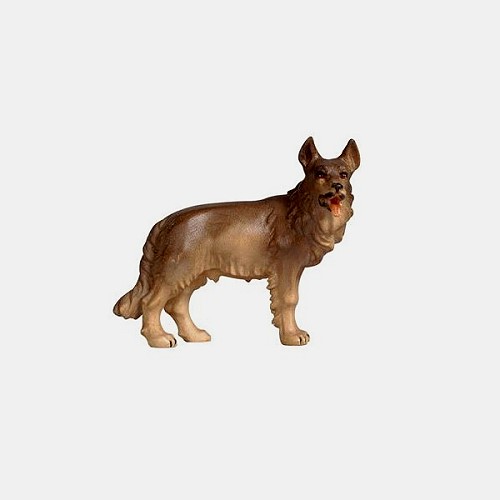 Kostner Krippenfigur Schäferhund Nummer 157, holzgeschnitzt und bemalt