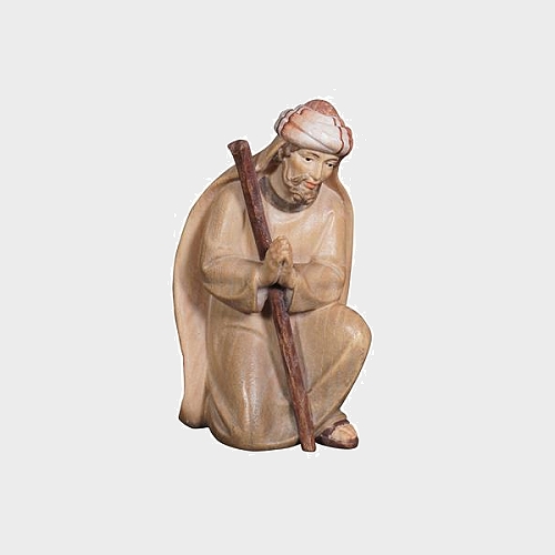 Advent 018 Krippenfigur aus Eschenholz Hirt kniend betend
