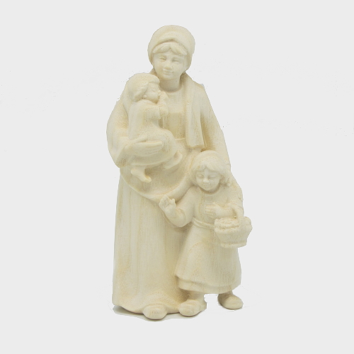 PEMA 027 natur Krippenfigur Hirtin mit 2 Kinder