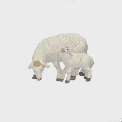 Zirbel 274 Krippenfigur Schaf äsend mit Lamm