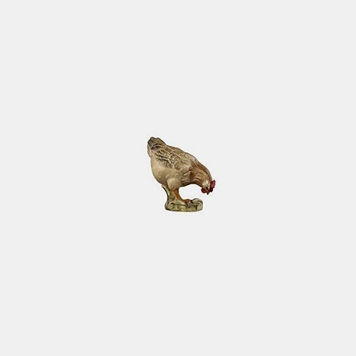 Kostner Krippenfigur Henne pickend Nummer 123, holzgeschnitzt und bemalt